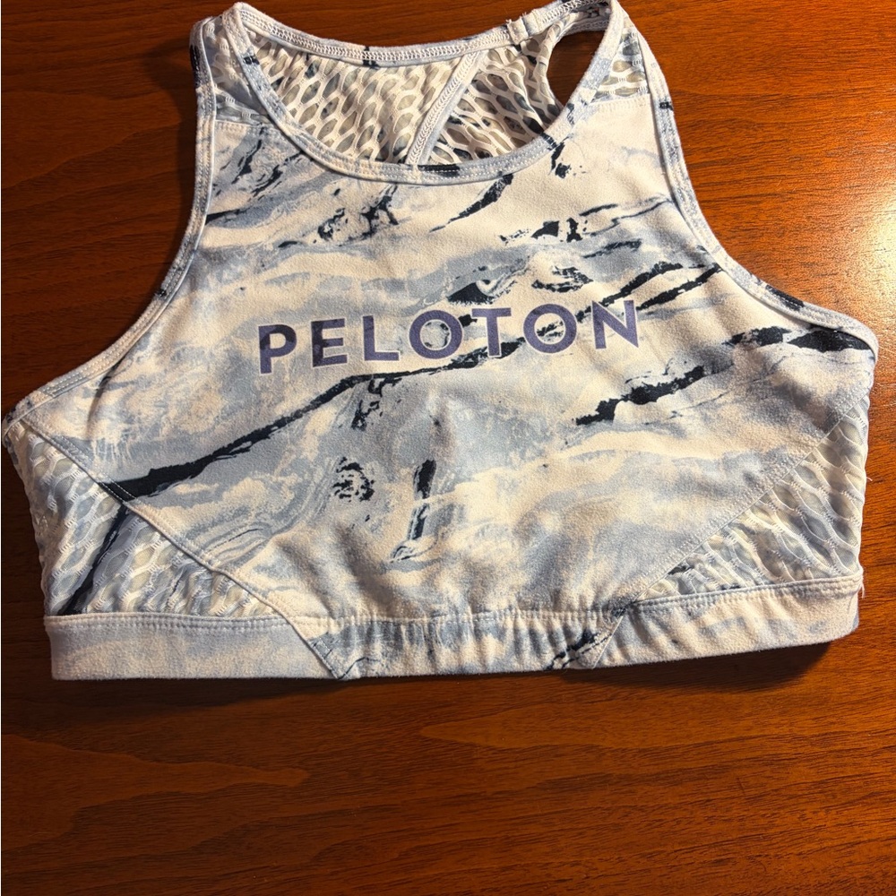 Peloton x WITH Women's Light Blue Marble Sports Bra Size M
